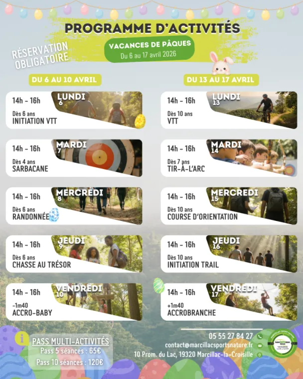 🌸 VACANCES DE PÂQUES : LE PROGRAMME EST LÀ ! 🌸, Marcillac-la-Croisille, Marcillac Sports Nature