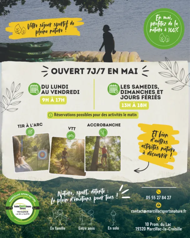 OUVERT 7J/7 EN MAI, Marcillac-la-Croisille, Marcillac Sports Nature
